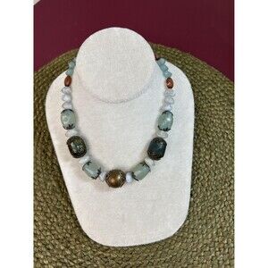 Vintage Single Strand Natural Tones Chunky Bead Necklace